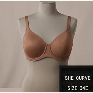 She Curve 34E Bra Brown Nude Full Coverage Underwire Unlined Unpadded